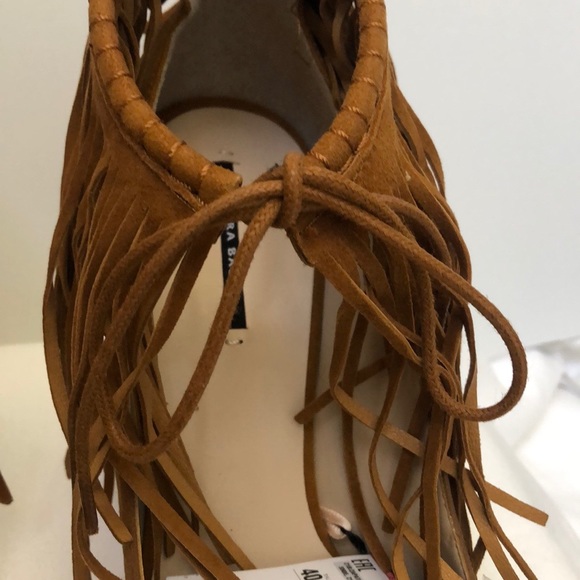 Saddle Suede Fringe Ankle Pumps - Picture 7 of 8